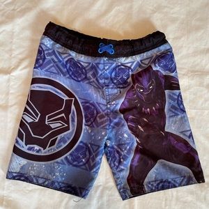 Boy Marvel Blank Panther Blue Small Swim Trunks Swimsuit Shorts S Superhero